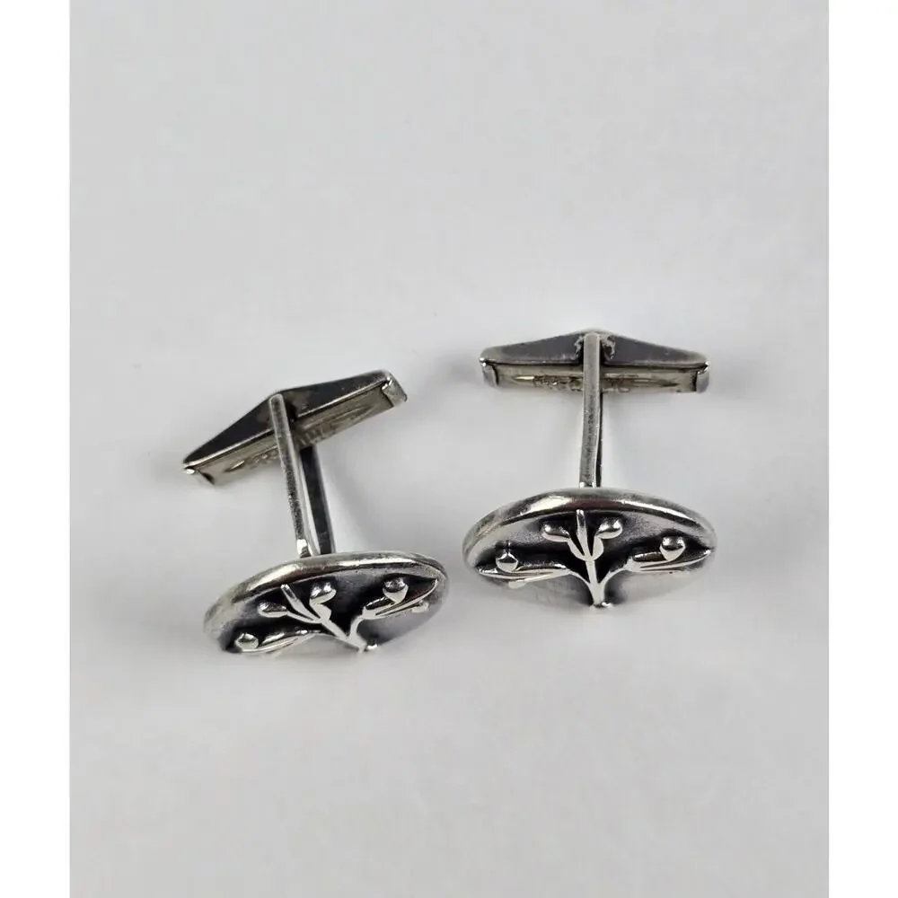Vintage James Avery Retired Sterling Silver leaf Sprig Cufflinks Nice condition
